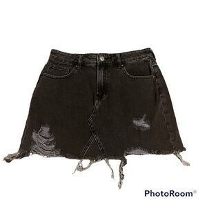 Black denim PacSun distressed jean skirt